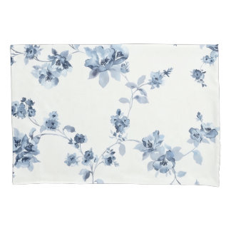 Funda De Cojín Fleecedecke mit blauem Blumem-Print