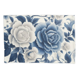 Funda De Cojín Fleurs bleue et blanches