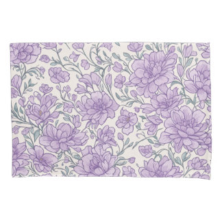 Funda De Cojín Flor botánica de patrón morado floral