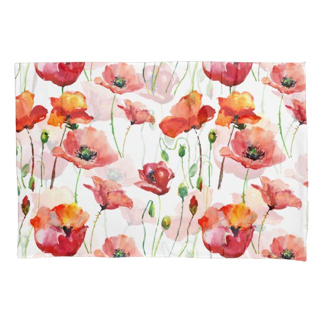 Funda De Cojín Flor De Adormidera: Sencillo Fondo Sin Marea. (Anverso)