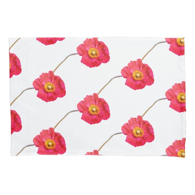 Funda De Cojín Flor de amapola rosa roja (Anverso)