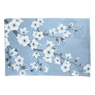 Funda De Cojín Flor de cerezo brillante azul