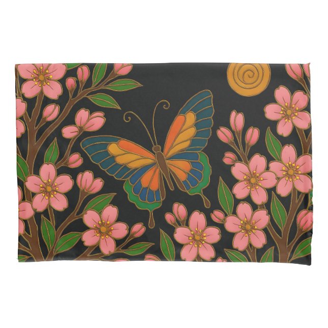 Funda De Cojín Flor de Cerezo Luna Mariposa (Anverso)