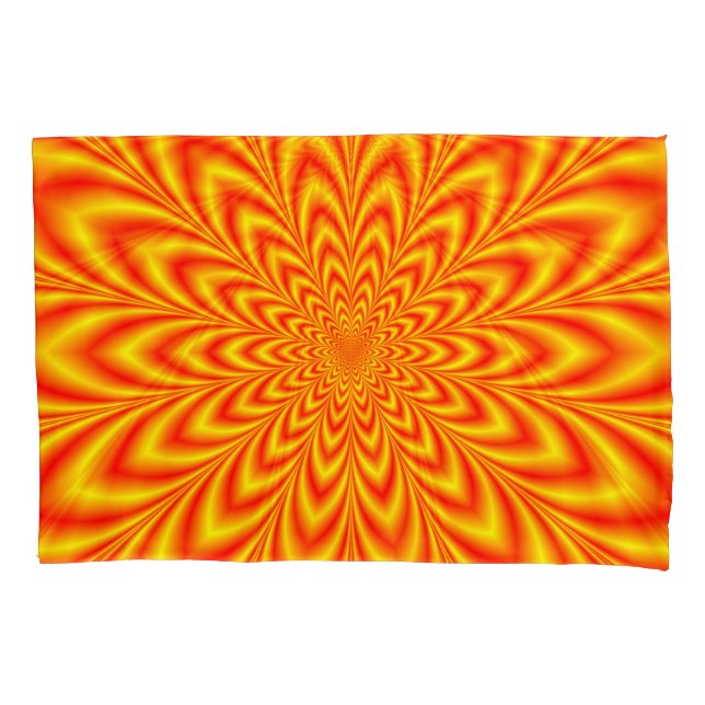 Funda De Cojín Flor de estrella roja y amarilla (Anverso)