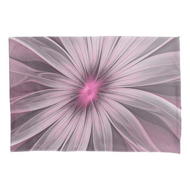 Funda De Cojín Flor de fantasía Abstracto Plum Floral Fractal Art (Anverso)
