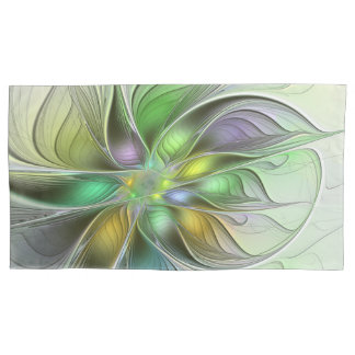 Funda De Cojín Flor de fantasía colorida Resumen moderno Fractal