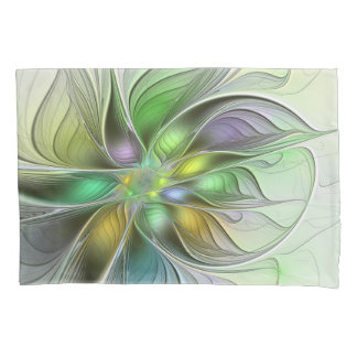 Funda De Cojín Flor de fantasía colorida Resumen moderno Fractal