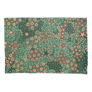 Funda De Cojín Flor de fondo verde japonesa tradicional