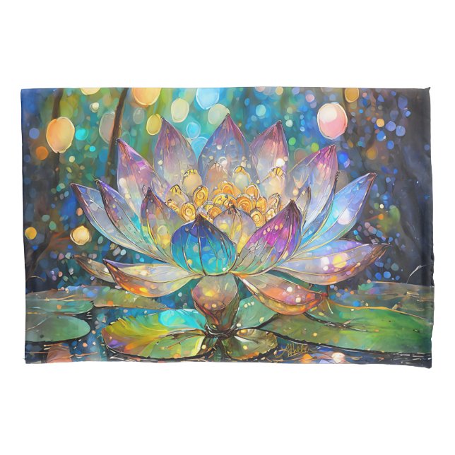 Funda De Cojín Flor de Loto Iluminada en Floración (Anverso)