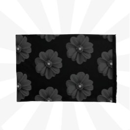 Funda De Cojín "Flor ilustrada en patrón gris negro"