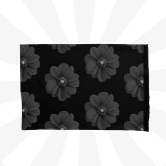 Funda De Cojín "Flor ilustrada en patrón gris negro"