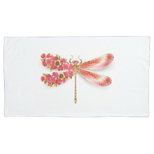 Funda De Cojín Flor libélula con sakura de joyas