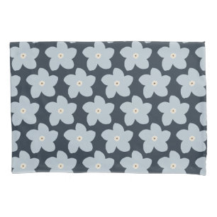 Funda De Cojín Flor Retro Azul Claro y Azul Marino