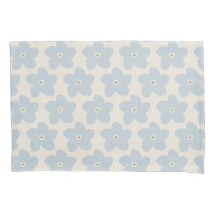 Funda De Cojín Flor Retro Azul Claro y Crema