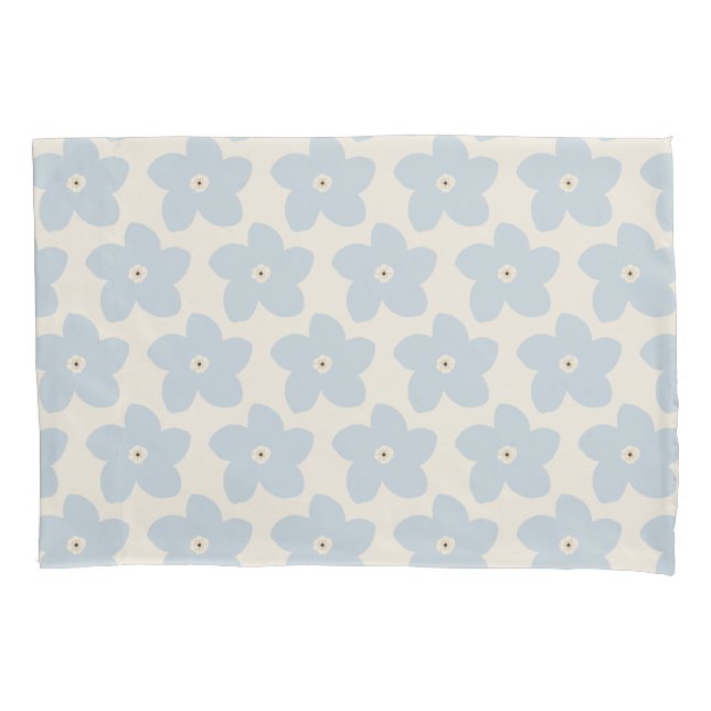 Funda De Cojín Flor Retro Azul Claro y Crema (Anverso)