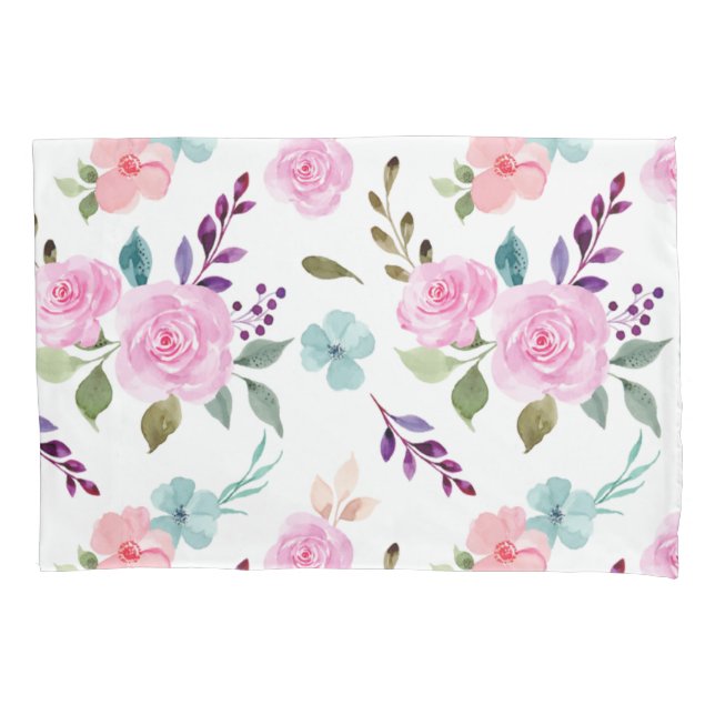 Funda De Cojín Flor rosa acuarela sin fisuras (Anverso)
