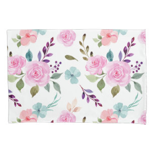 Funda De Cojín Flor rosa acuarela transparente