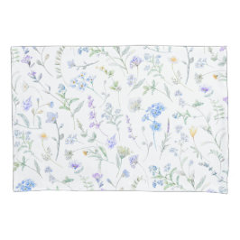 Funda De Cojín Flor silvestre acuarela púrpura azul