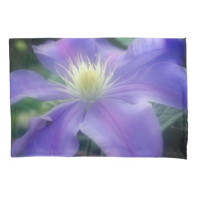 Funda De Cojín Flor suave morada de clematis (Anverso)