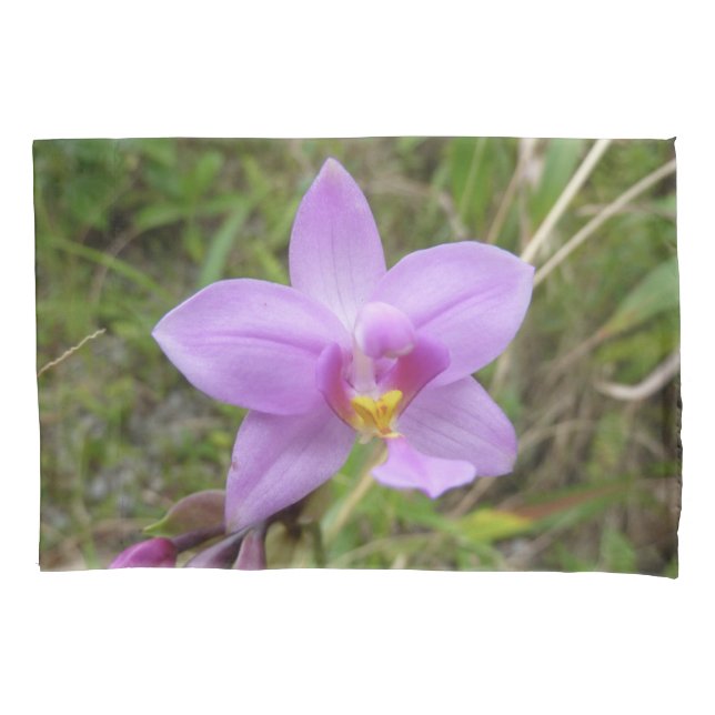 Funda De Cojín Flor tropical púrpura de orquídea salvaje (Anverso)