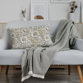 Funda De Cojín Flora de Flora 3D decorativa de oro blanco