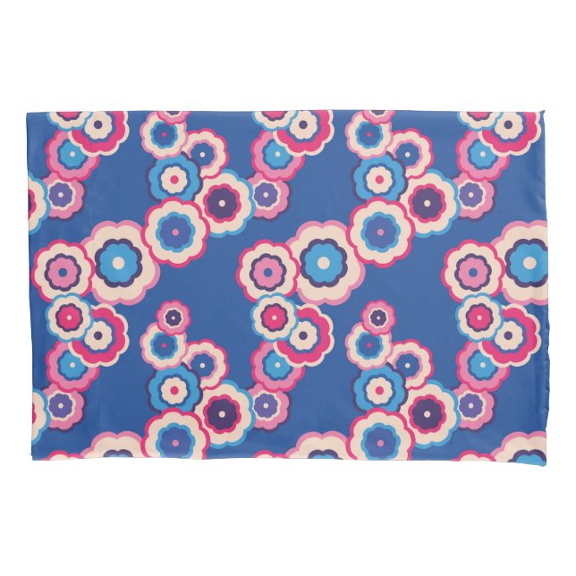 Funda De Cojín Floral azul retro (Anverso)