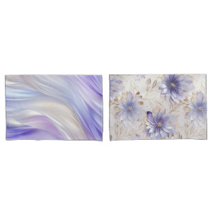 Funda De Cojín Floral blanca de perla azul morada de bonito