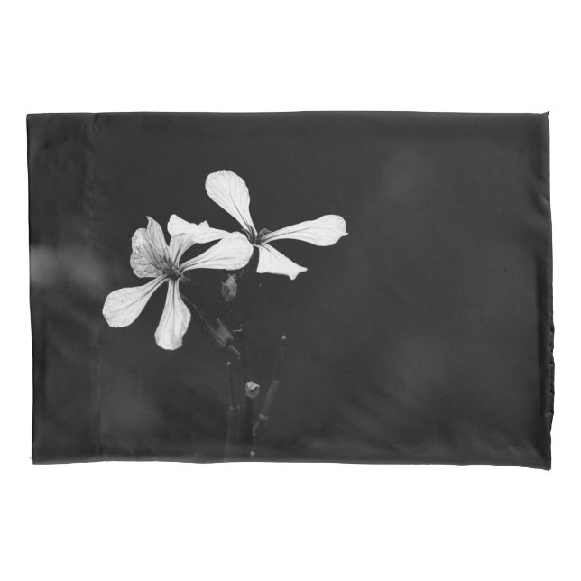 Funda De Cojín floral blanca y negra mínima (Anverso)