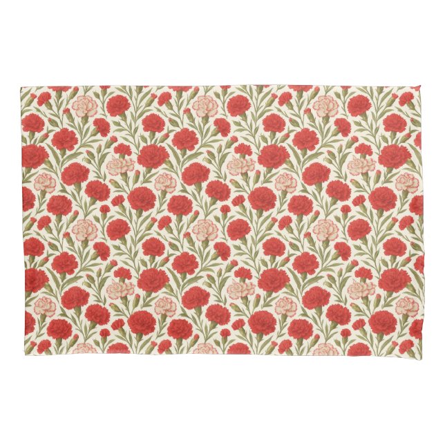 Funda De Cojín Floral de carnación roja botánica romántica (Anverso)