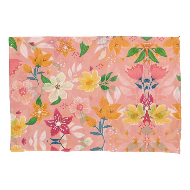 Funda De Cojín Floral de colores vivos (Anverso-izquierdo)