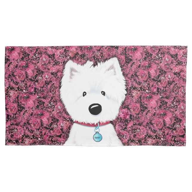 Funda De Cojín Floral de Impresiones de Westie (Anverso)