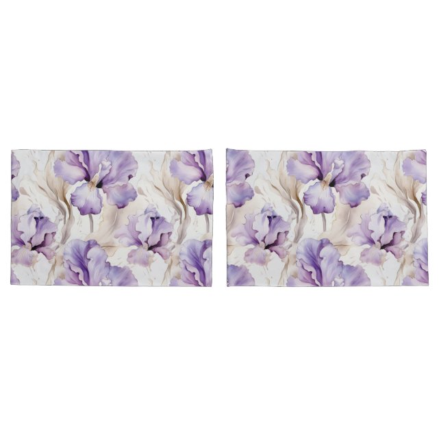 Funda De Cojín Floral de iris morado romántico (Reverso-Set)