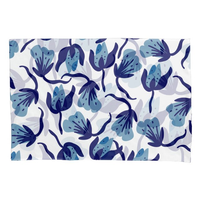 Funda De Cojín Floral De Pansy Azul: Impresionante. (Anverso)