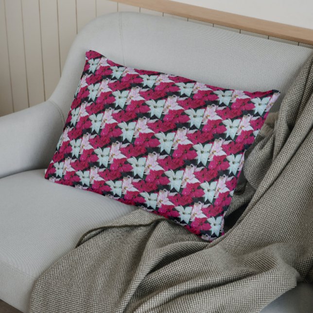 Funda De Cojín Floral de plantas de poinsettia navideñas (In Situ)