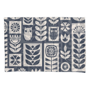 Funda De Cojín Floral escandinava: blanco, azul, Minimalista.