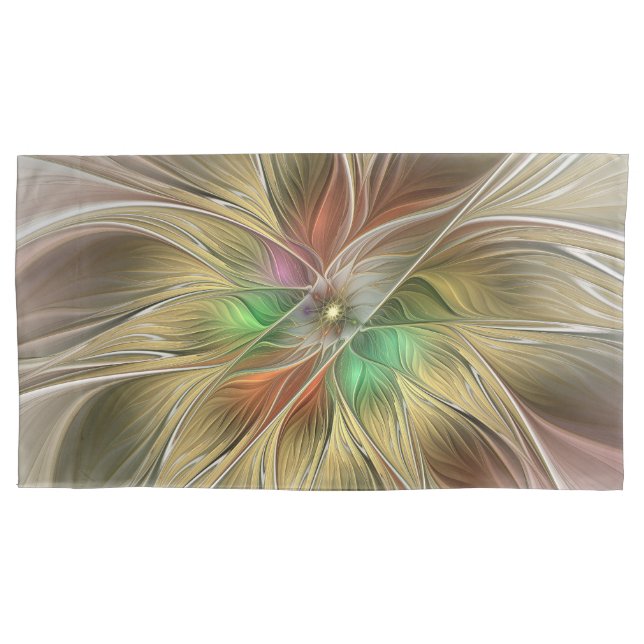 Funda De Cojín Floral Fantasy With Gold Modern Abstract Fractal (Anverso)