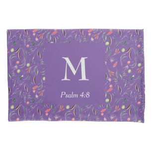 Funda De Cojín FLORAL Lila Malva MONOGRAMA Cristiano