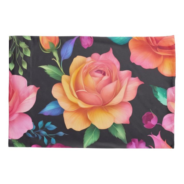 Funda De Cojín Floral Patern Rosa Pillowcase (Reverso)