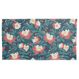 Funda De Cojín Floral roja y blanca