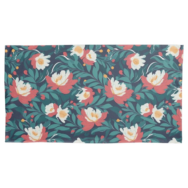 Funda De Cojín Floral roja y blanca (Anverso-izquierdo)