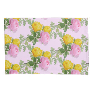 Funda de cojín floral rosa amarillento vintage