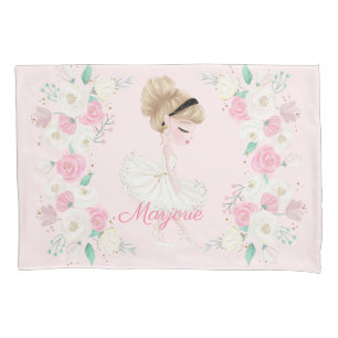Funda De Cojín Floral rosa rubia Ballerina personalizada