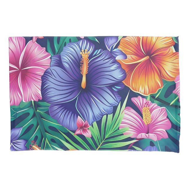 Funda de cojín floral tropical brillante (Anverso)
