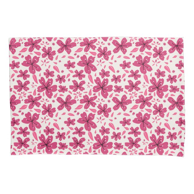 Funda De Cojín Florales fuertes de color rosa (Anverso)