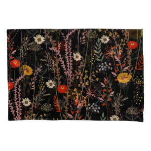 Funda De Cojín Floreciente pradera flor mano dibujada