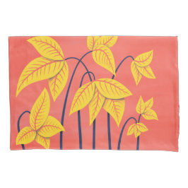 Funda De Cojín Flores abstractas Coral Amarillo Floral Arte Geomé