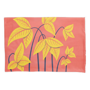 Funda De Cojín Flores abstractas Coral Amarillo Floral Arte Geomé