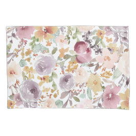 Funda De Cojín Flores acuarelas de fondo pastel