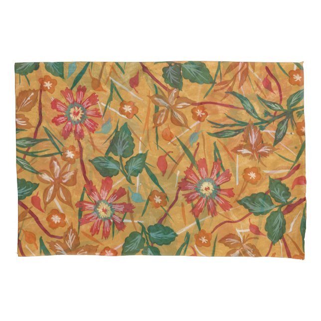 Funda De Cojín Flores acuáticas artísticas: fondo colorido. (Anverso)