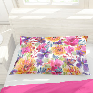 Funda De Cojín Flores acuáticas de primavera pintadas a mano